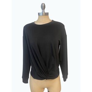 Magaschoni Black Jersey Pullover Twist Front Top XS